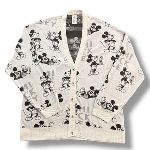 Disney Parks Mickey Mouse All Over Print Women's XXL Knit Cardigan Sweater